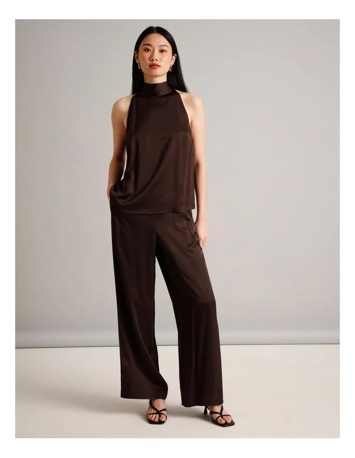Fluid Satin Pant in Brown image 5