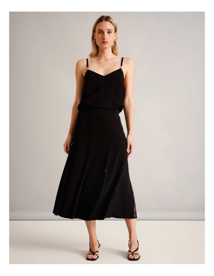 LACE INSERT MAXI SKIRT IN BLACK image 2