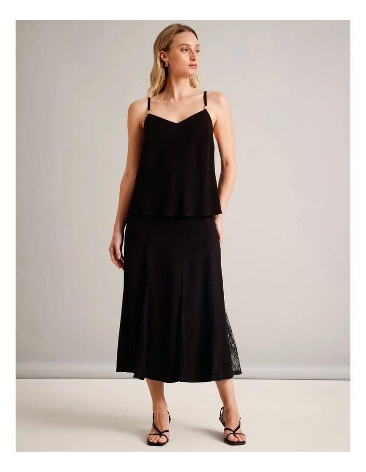LACE INSERT MAXI SKIRT IN BLACK image 7