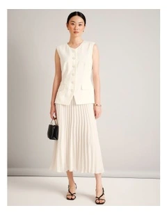 Vest Mixed Media Dress in Ecru