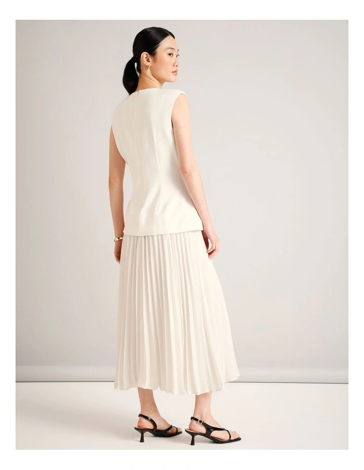 Vest Mixed Media Dress in Ecru image 6
