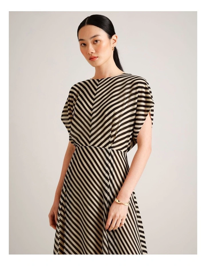 Recycled Poly Striped Batwing Maxi Dress in Assorted image 3
