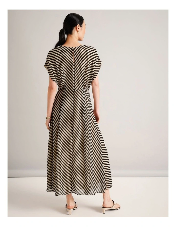 Recycled Poly Striped Batwing Maxi Dress in Assorted image 5