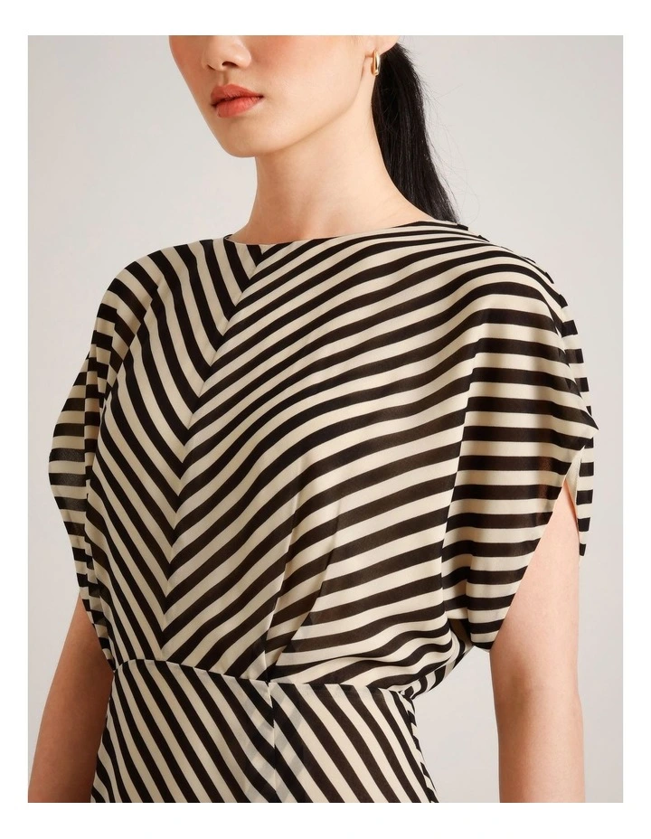 Recycled Poly Striped Batwing Maxi Dress in Assorted image 6