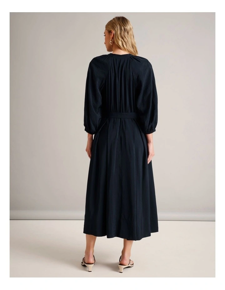 Sustainable Viscose Blend Button Through Shirt Dress in Navy image 6