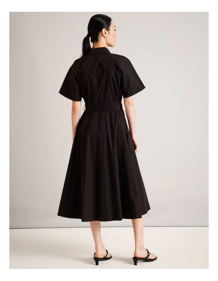 Organic Cotton Blend Short Sleeve Shirt Dress in Black image 6