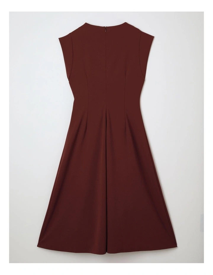 Polyester Blend Sleeveless Dress With Waist Hardware in Wine image 3