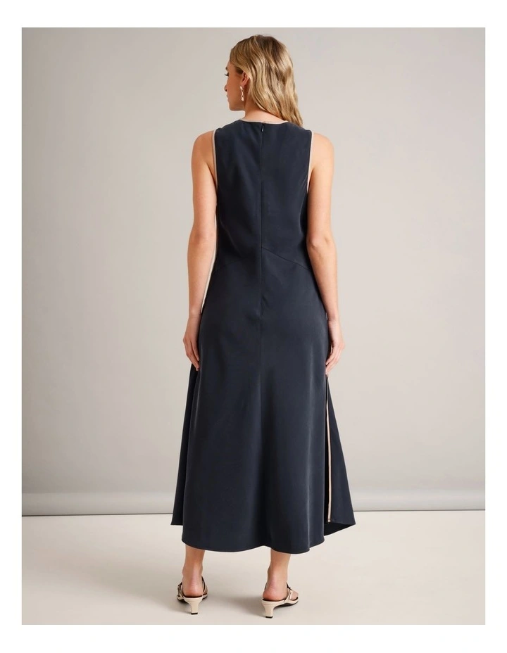 Contrast Detail Sleeveless Dress in Navy image 6