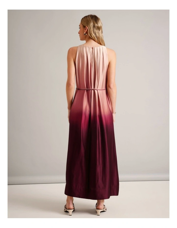 Viscose Blend Pleated Neck Sleeveless Maxi Dress in Assorted image 5