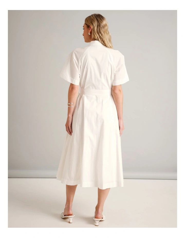 Organic Cotton Blend Short Sleeve Shirt Dress in Ivory image 6