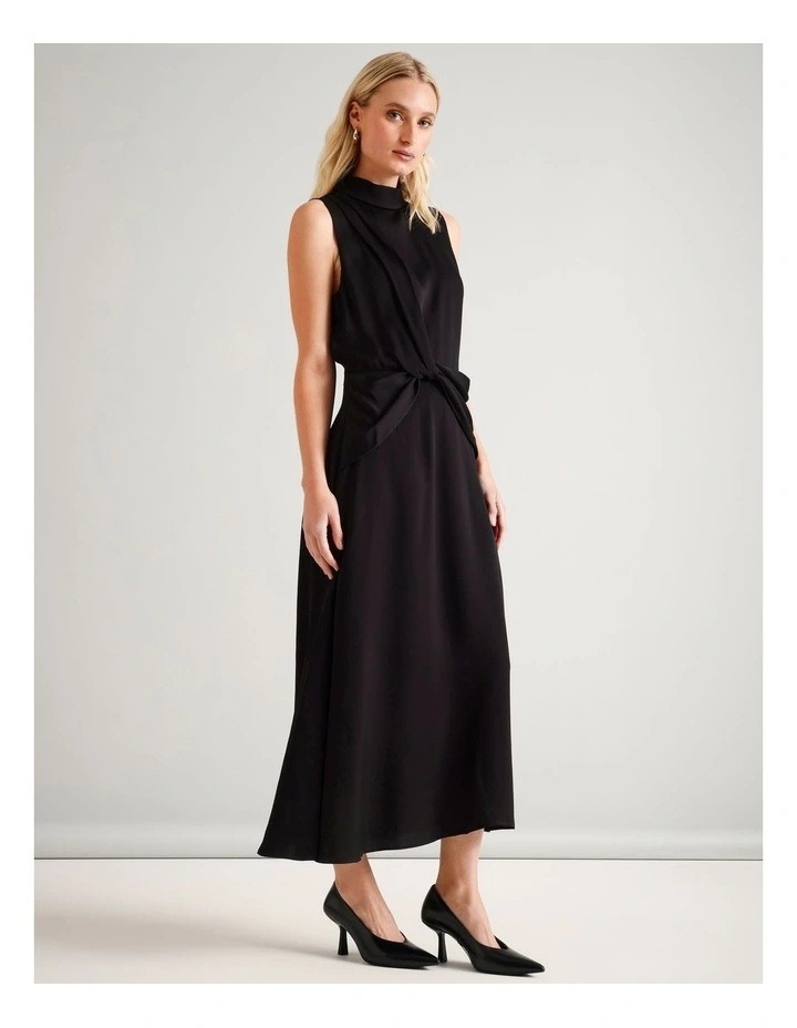 Twist Detail Sleeveless Dress in Black image 1