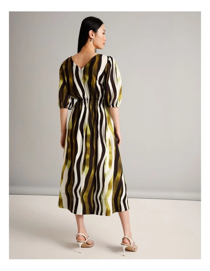 Sustainable Viscose Drawcord Detail Short Sleeve Dress in Assorted image 5