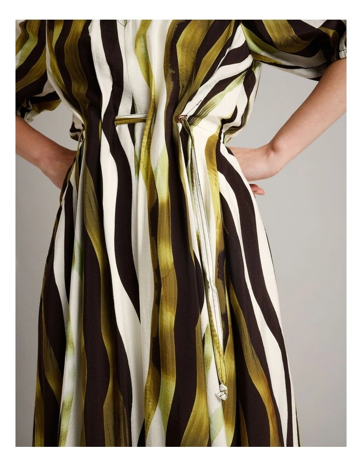 Sustainable Viscose Drawcord Detail Short Sleeve Dress in Assorted image 6
