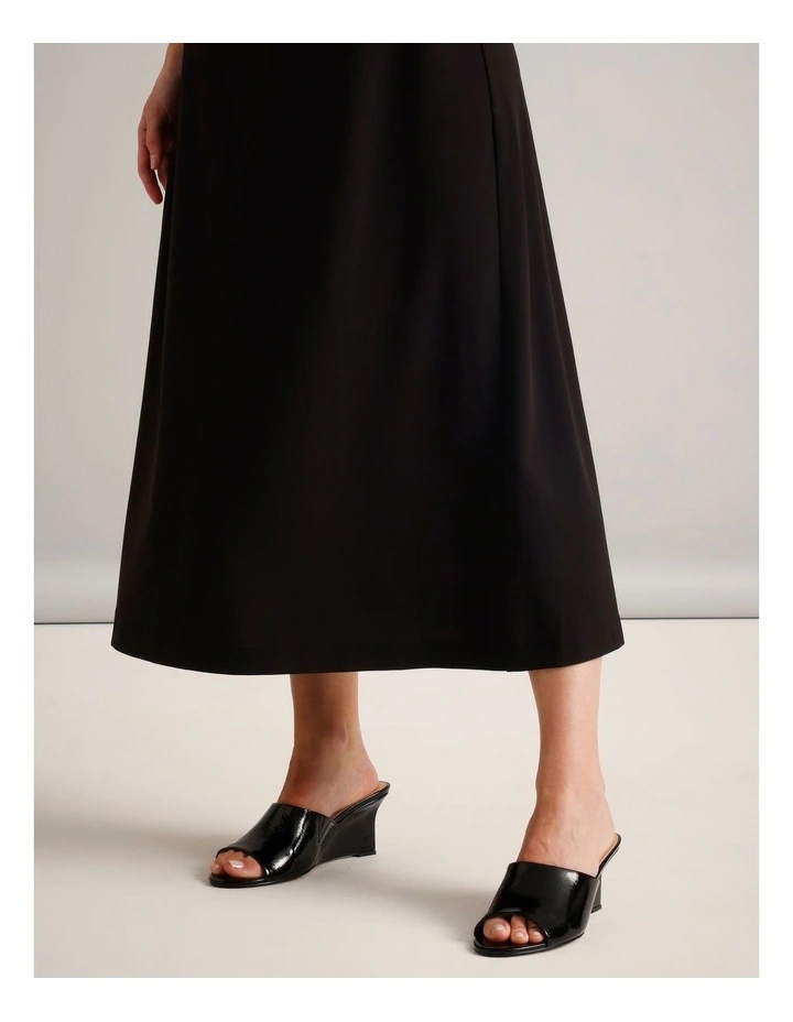 Polyester Blend Gathered Detail Dress With Shoulder Pads in Black image 4