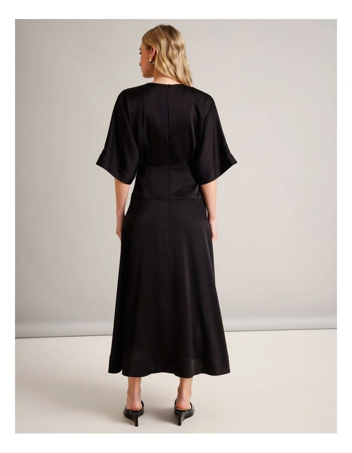 Recycled Polyester Satin Keyhole Front Dress in Black image 6