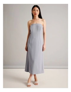 Detachable Strap Column Dress in Light Blue