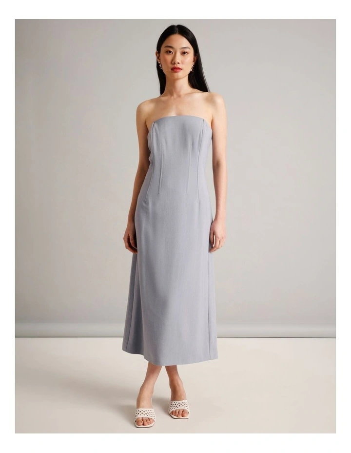 Detachable Strap Column Dress in Light Blue image 1