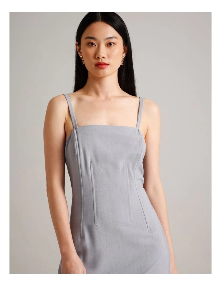 Detachable Strap Column Dress in Light Blue image 2