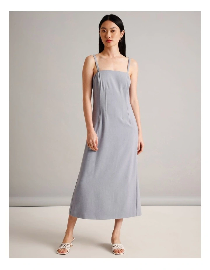 Detachable Strap Column Dress in Light Blue image 3