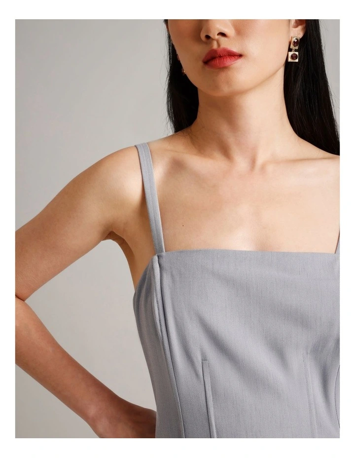 Detachable Strap Column Dress in Light Blue image 4