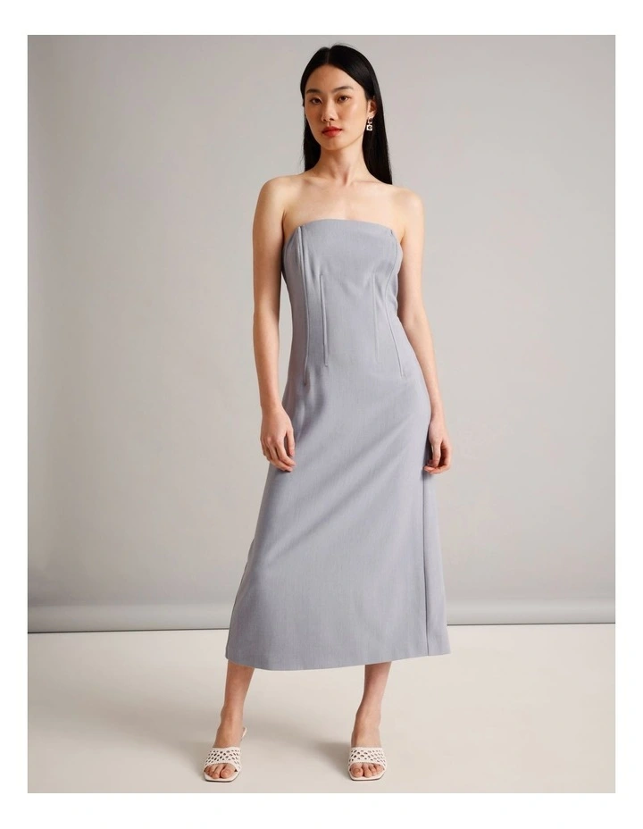 Detachable Strap Column Dress in Light Blue image 5