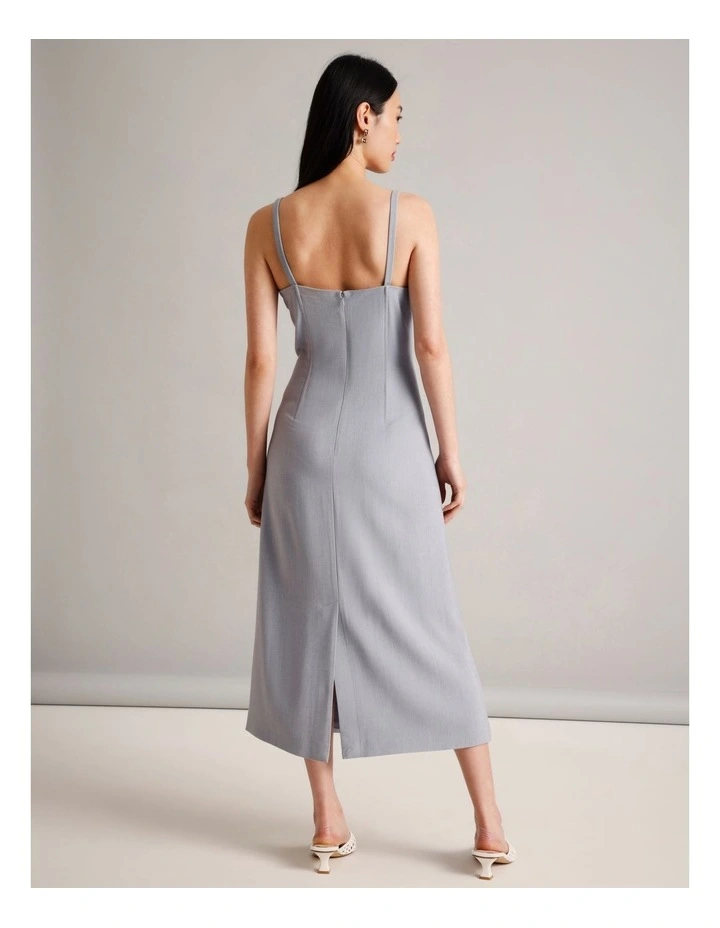 Detachable Strap Column Dress in Light Blue image 6