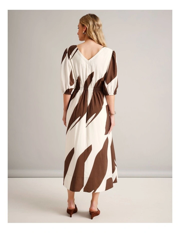 Sustainable Viscose Drawcord Detail Short Sleeve Dress in Assorted image 5