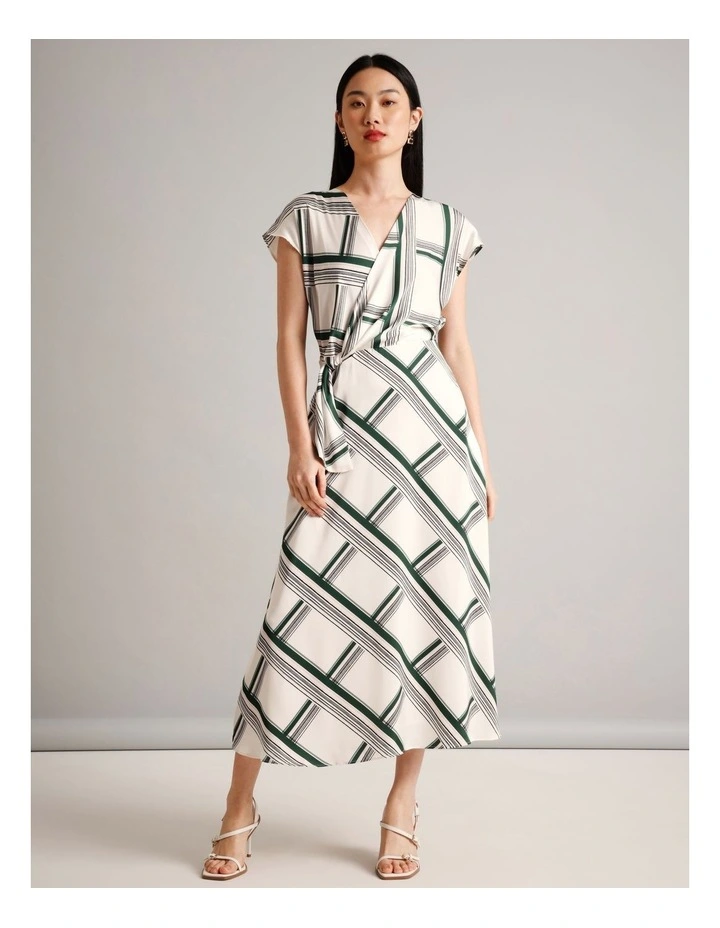 Recycled Polyester Satin Wrap Dress in Assorted image 1