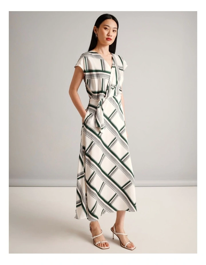 Recycled Polyester Satin Wrap Dress in Assorted image 3