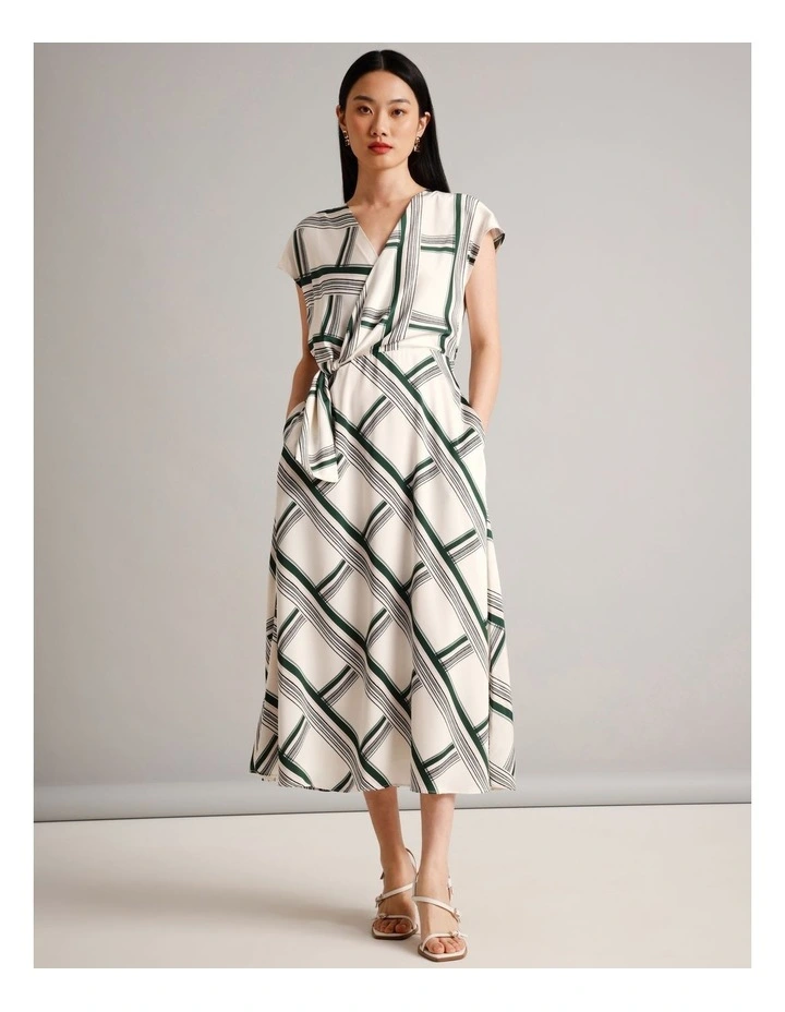 Recycled Polyester Satin Wrap Dress in Assorted image 5
