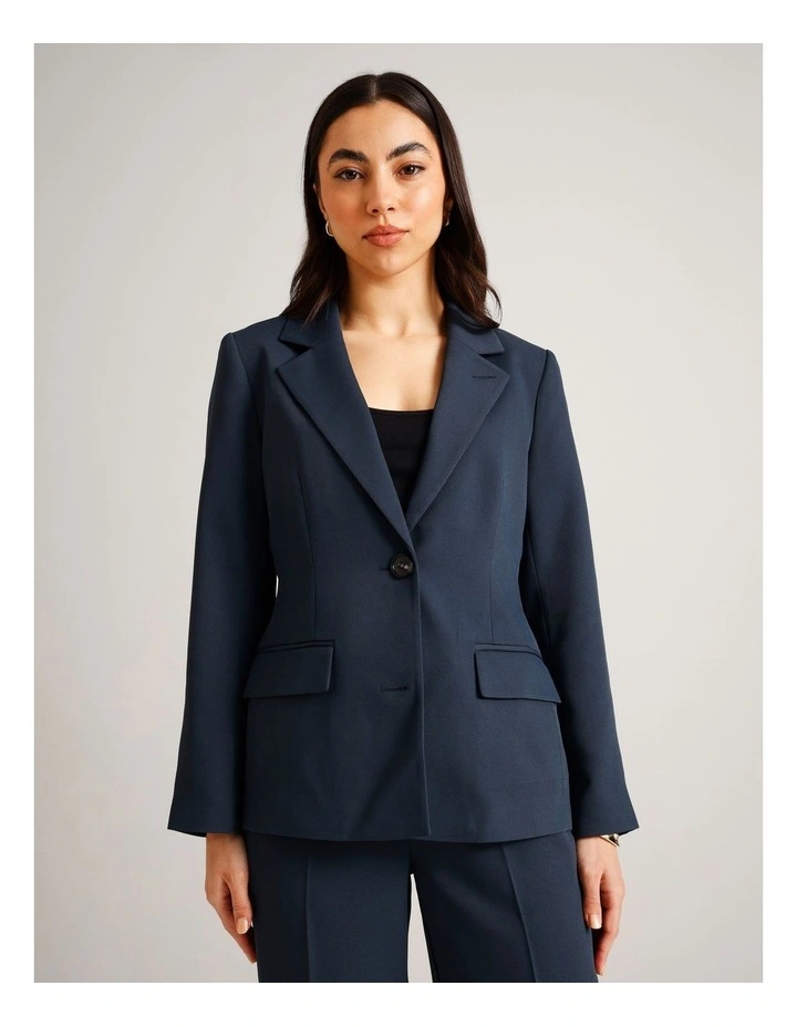 Single Breasted Blazer in Navy image 4