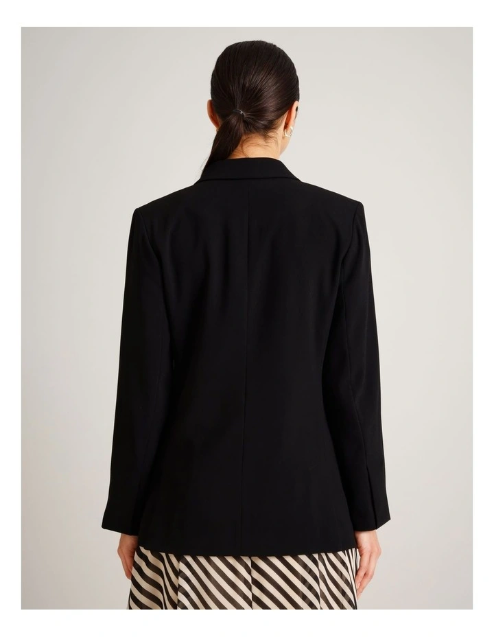 Recycled Polyester Double Breasted Crepe Blazer in Black image 6