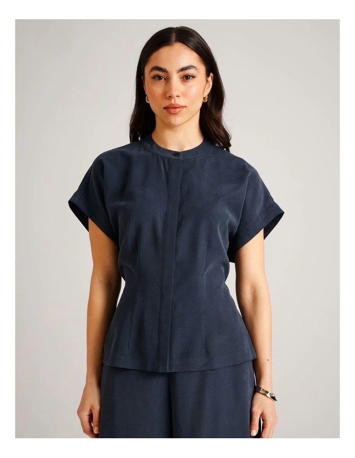Extended Shoulder Shirt in Navy image 1