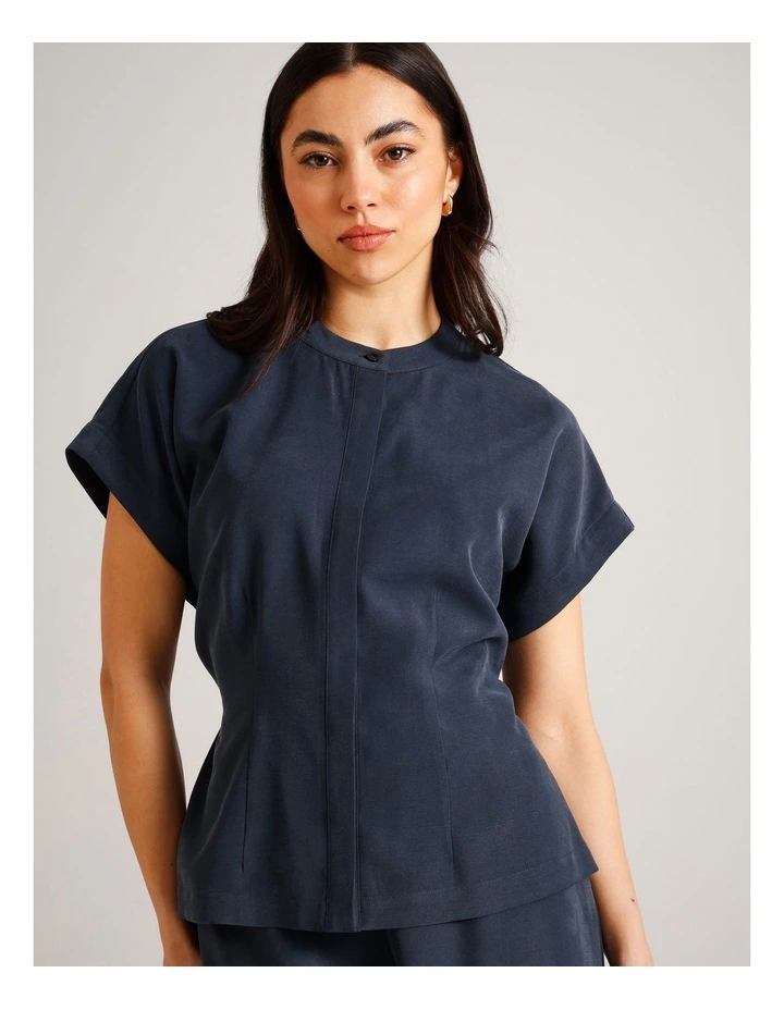 Extended Shoulder Shirt in Navy image 3