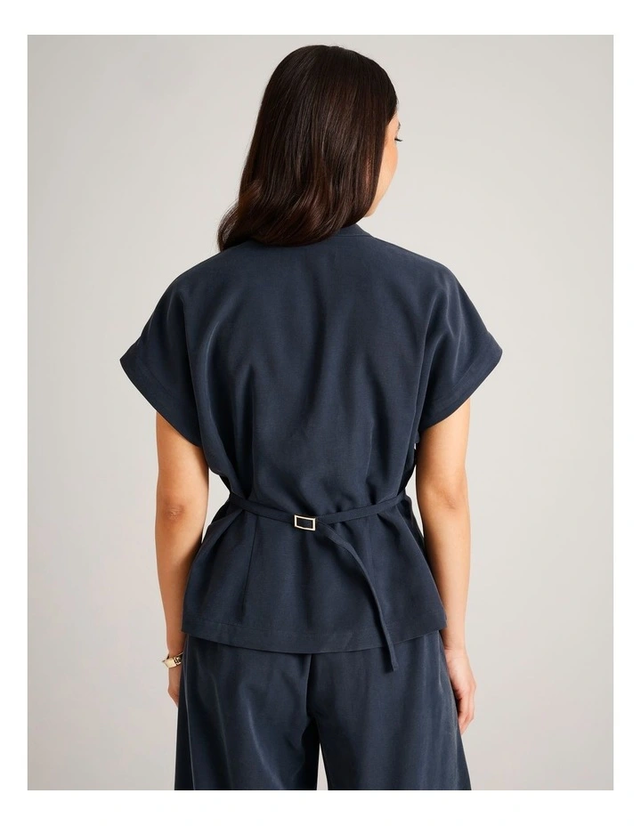 Extended Shoulder Shirt in Navy image 5