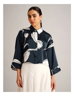 Recycled Poly Satin Printed Shirt in Assorted