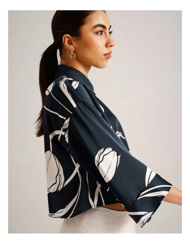 Recycled Poly Satin Printed Shirt in Assorted image 2
