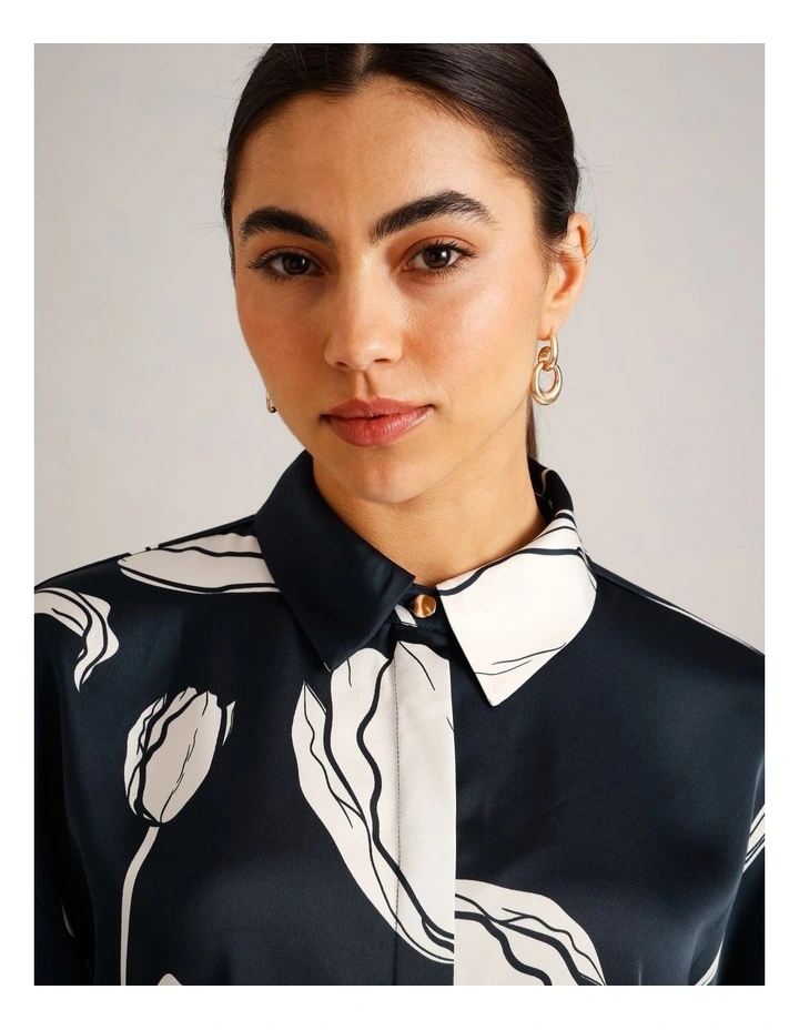 Recycled Poly Satin Printed Shirt in Assorted image 4