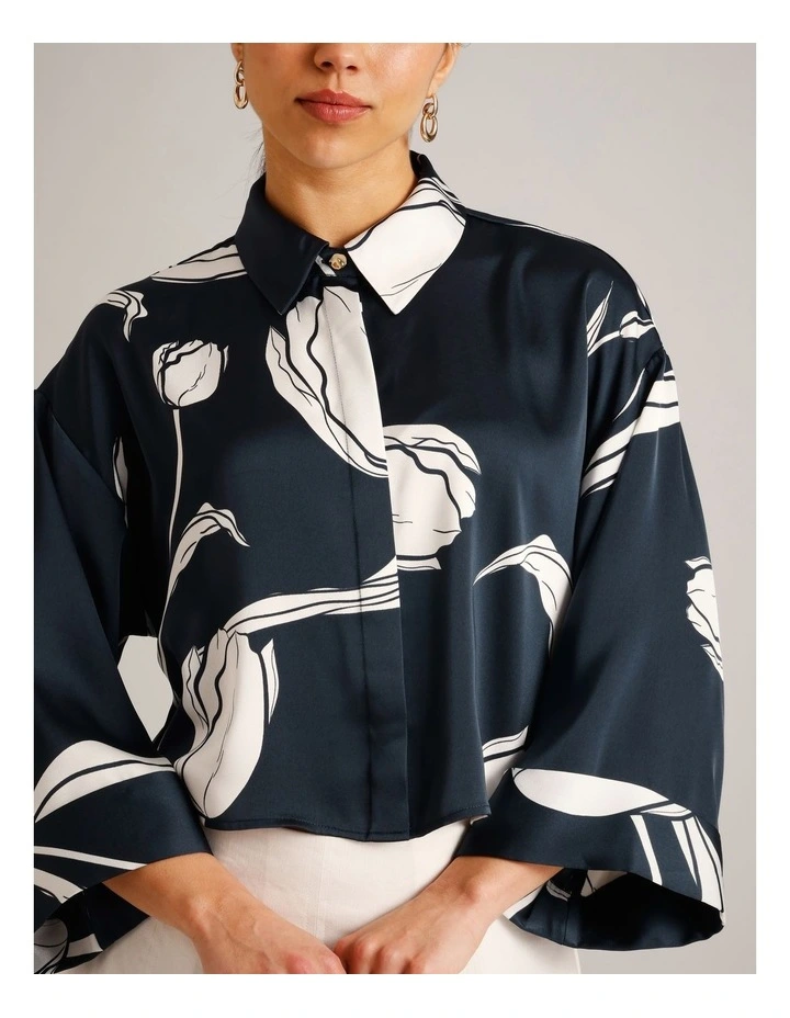 Recycled Poly Satin Printed Shirt in Assorted image 6