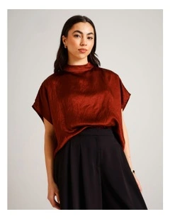 Crushed Acetate Relaxed Top in Rust