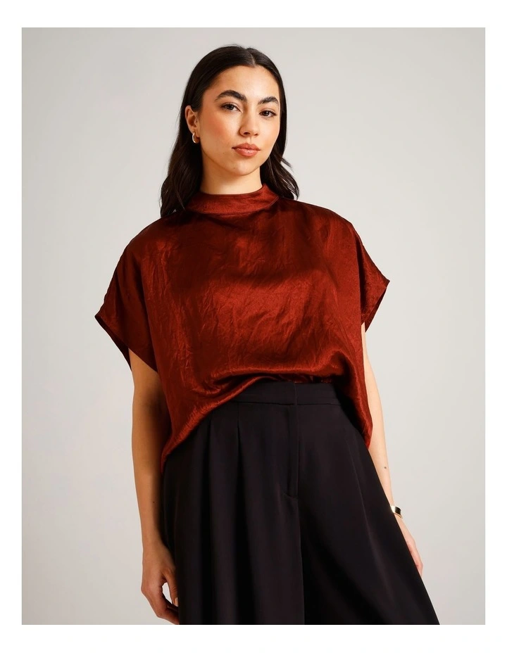 Crushed Acetate Relaxed Top in Rust image 1