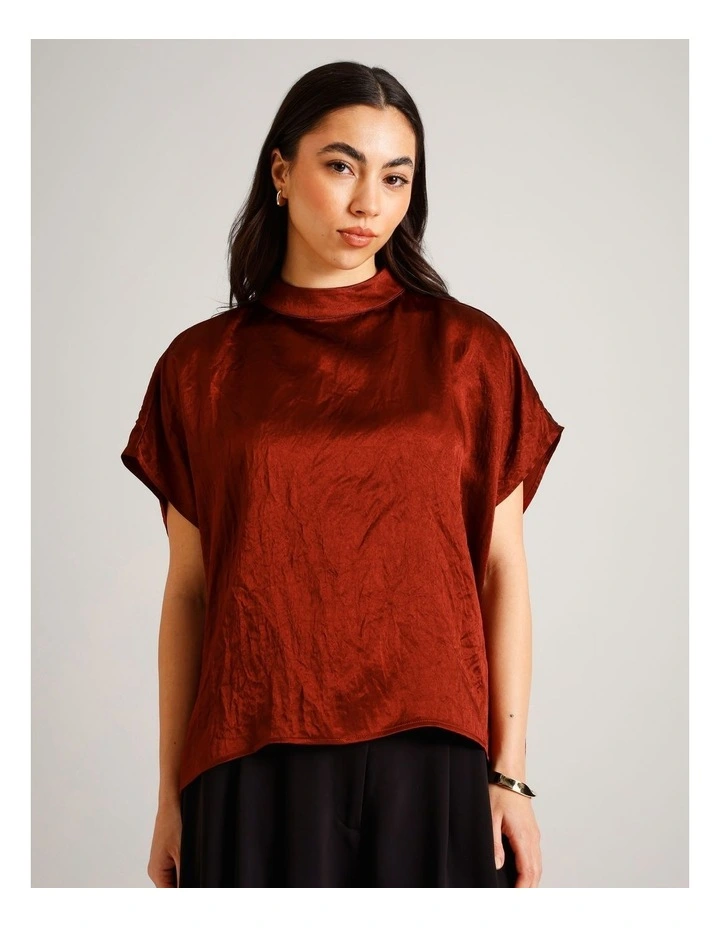 Crushed Acetate Relaxed Top in Rust image 3