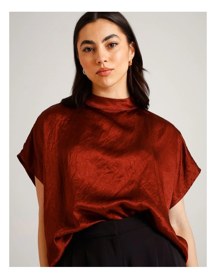 Crushed Acetate Relaxed Top in Rust image 4