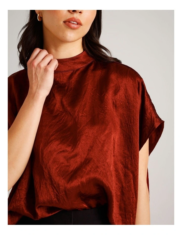 Crushed Acetate Relaxed Top in Rust image 5