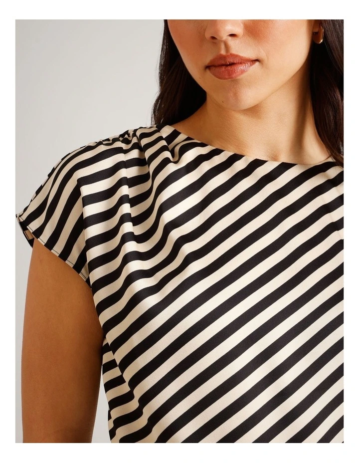 Recycled Poly Satin Draped Shoulder Sleeveless Top in Assorted image 2
