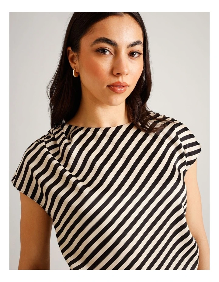 Recycled Poly Satin Draped Shoulder Sleeveless Top in Assorted image 3
