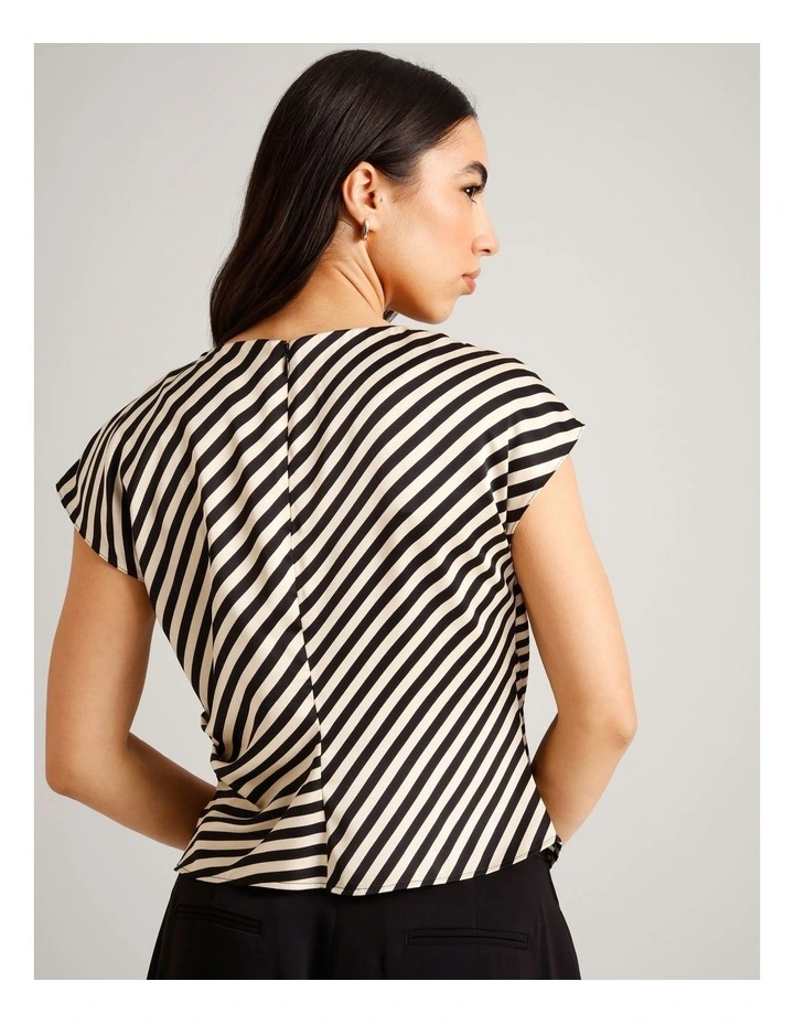 Recycled Poly Satin Draped Shoulder Sleeveless Top in Assorted image 6
