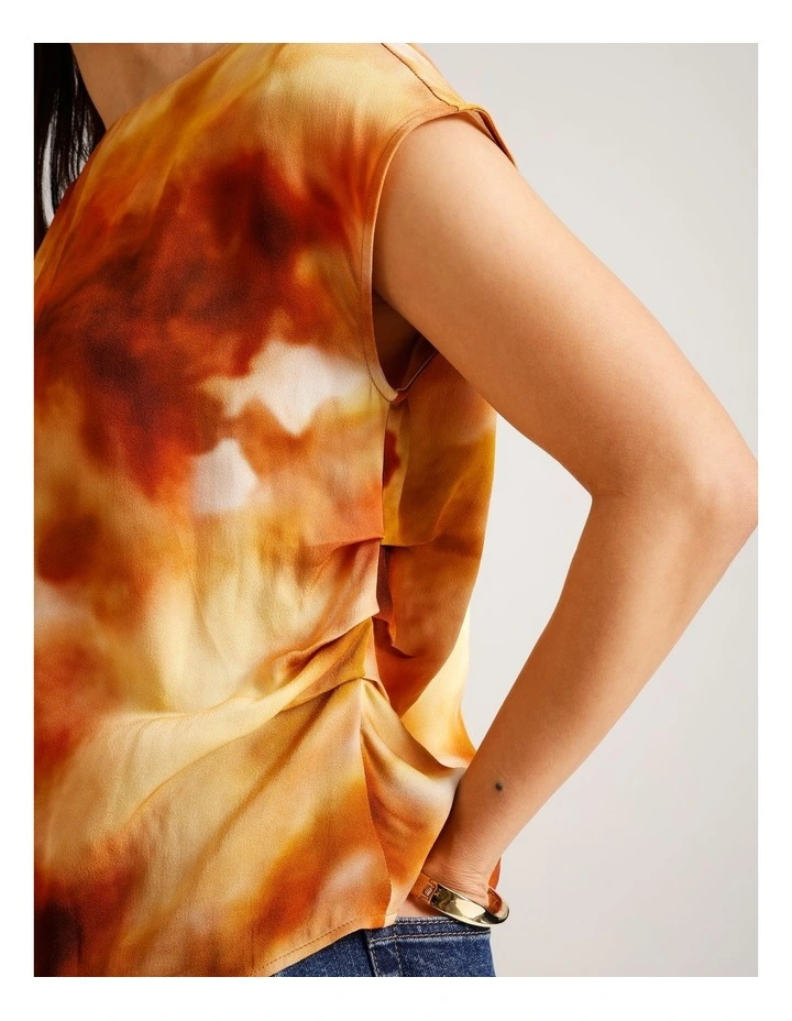 Draped Shoulder Sleeveless Top in Assorted image 4