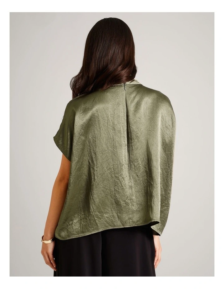 Crushed Acetate Relaxed Top in Khaki image 6