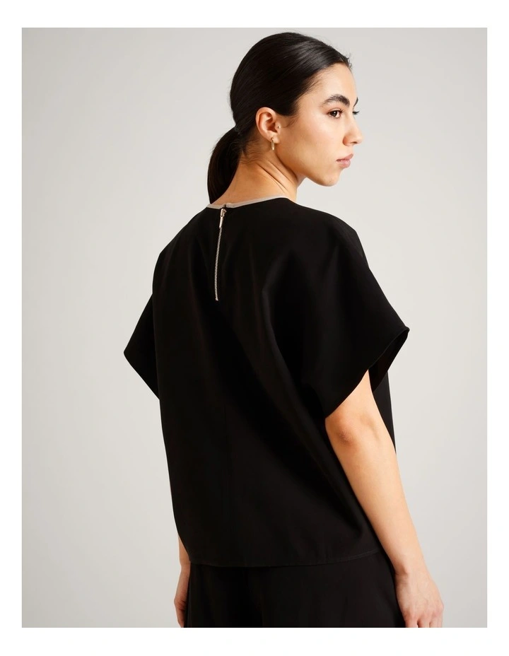 Viscose Blend Keyhole Top in Black image 5